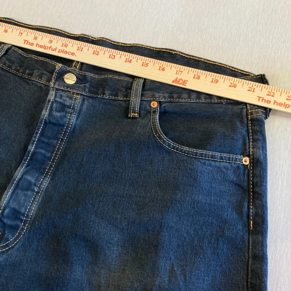 Levis 501 Jeans Mens 44x30 (Fit 44x29) Dark Wash‎ Button Fly Original Fit
